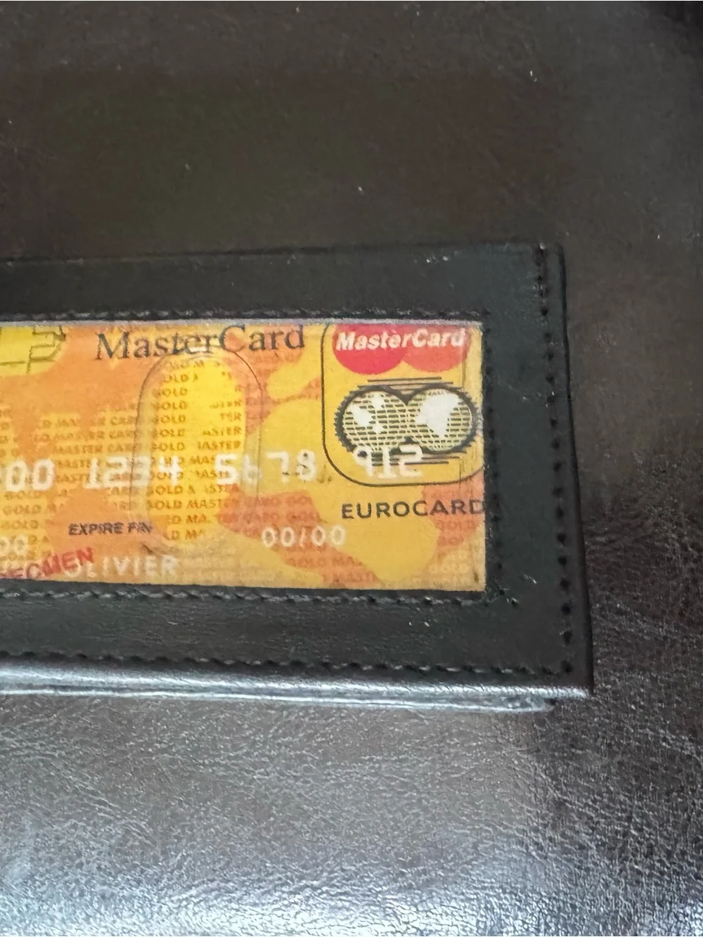 Black Genuine Leather Money Clip Card Holder